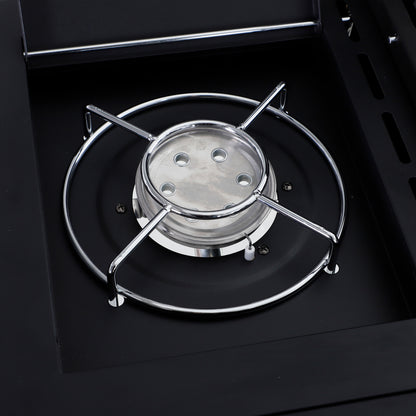 4+1 Burner Gas BBQ Grill, Outdoor Barbecue Trolley with Wheels, Warming Rack, Side Shelves, Cabinet, Thermometer for Garden