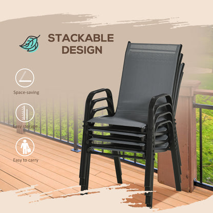Set of Four Stackable Mesh Seat Chairs - Dark Grey