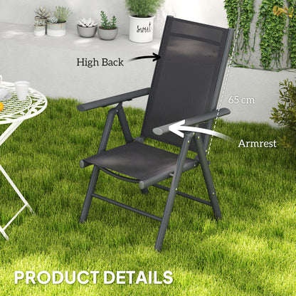 Set of 2 Folding Garden Chairs, Aluminium Frame Outdoor Dining Chairs with Breathable Mesh Back and Seat