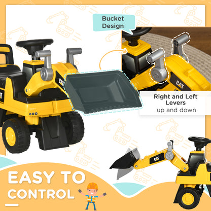 Ride on Tractor, CAT Licensed Kids Ride On Digger Excavator, Construction Toy Car with Adjustable Bucket, Horn