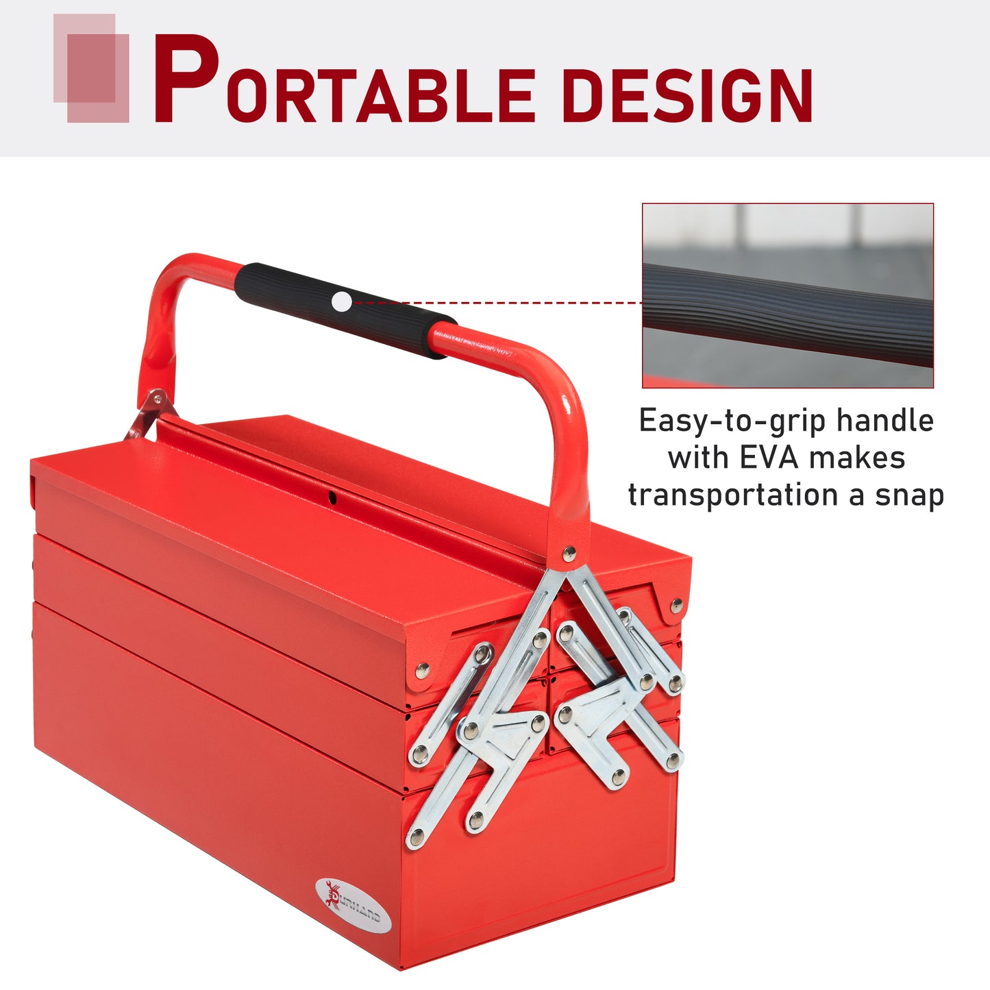 Metal Tool Box 3 Tier 5 Tray Professional Portable Storage Cabinet Workshop Cantilever Toolbox with Carry Handle