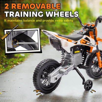 12V Kids Electric Motorbike, Kids Electric Ride on motorcycle w/ Twist Grip Throttle, Training Wheels, Orange