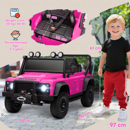 Kids Ride On Car with Remote Control, Music, Horn, 4 Spring Suspension Wheels, LED Lights for 3-5 Years Old, Pink