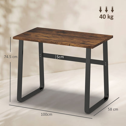 Industrial Writing Desk With Metal Legs, 100 x 58 x 74.5cm, Rustic Brown and Black