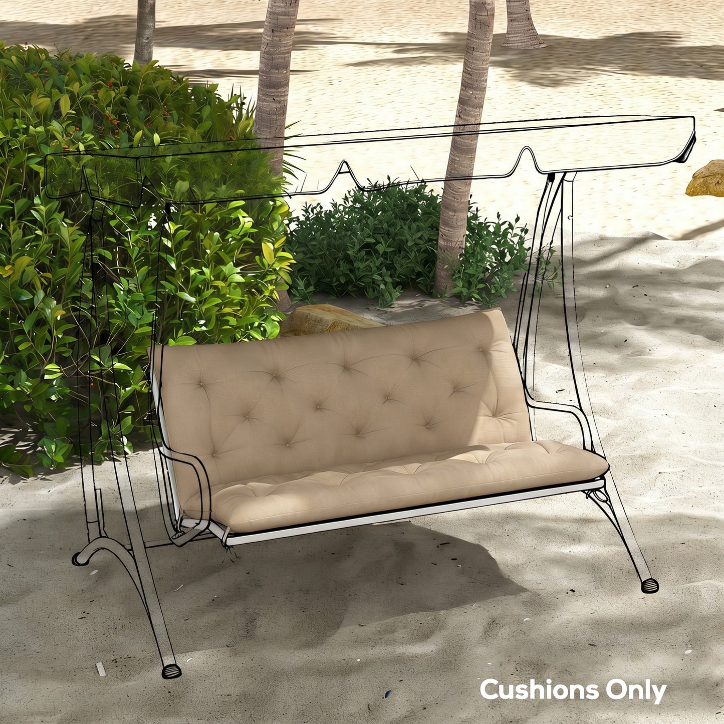 Garden Bench Cushion, 2 Seater Swing Chair Cushion, Seat Pad with Ties for Indoor and Outdoor Use, 110 x 120 cm