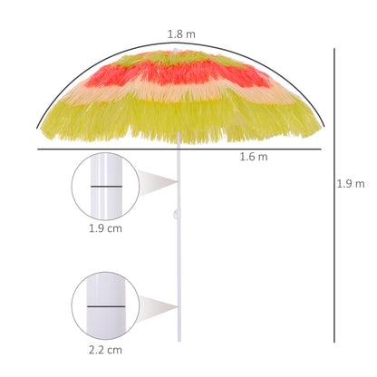 1.6m Garden Hawaii Parasol, Patio Beach Sun Umbrella Sunshade Hawaiian Folding Tilting Crank Parasol (Multicolour)