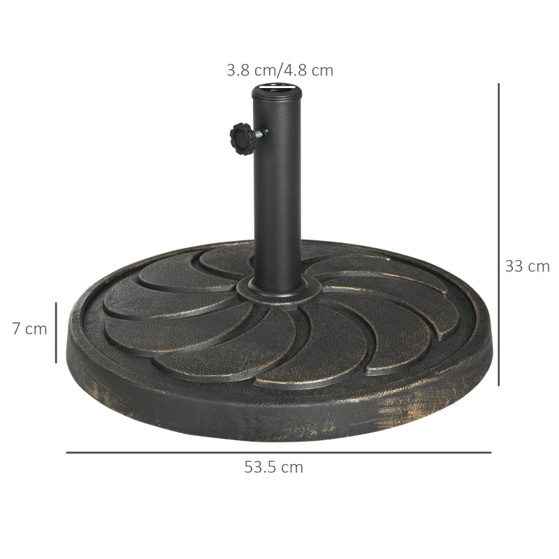 13kg Garden Parasol Base Holder Umbrella Stand, Fits 35mm/38mm/48mm Poles