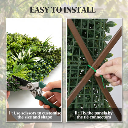 Grass Wall Panels, 100 x 100 cm Artificial Grass Wall Decor with Tie Connectors, Greenery Backdrop Panels, Green