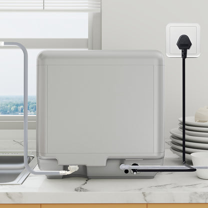 Table Top Dishwasher with Built-in 6L Water Tank, Mini Countertop Dishwasher with 6 Programs, 4 Place Settings, Silver Tone