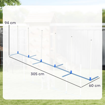 Dog Agility Equipment Training Adjustable Obstacle Course Set with 6 Weaves Poles Storage Bag for Pet Outdoor Games Exercise