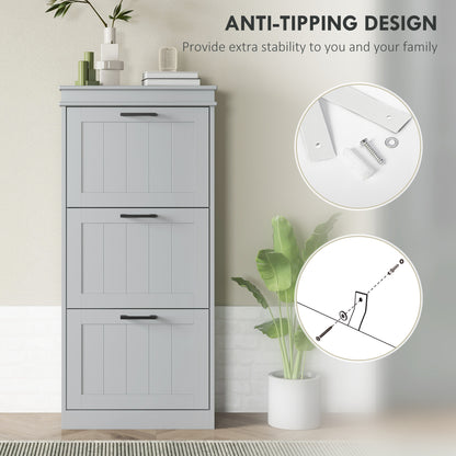 Three-Drawer Minimalistic Shoe Cabinet - Grey