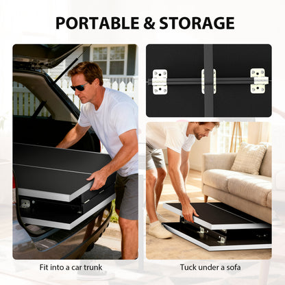 5ft Mid-Size Table Tennis Table, Ping Pong Table with Net, 2 Table Tennis Paddles and 3 Balls for Indoor Game, Black