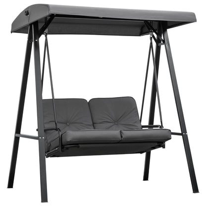 2 Seater Garden Swing Chair with Adjustable Tilting Canopy, Outdoor Hammock Bench with Steel Frame for Patio
