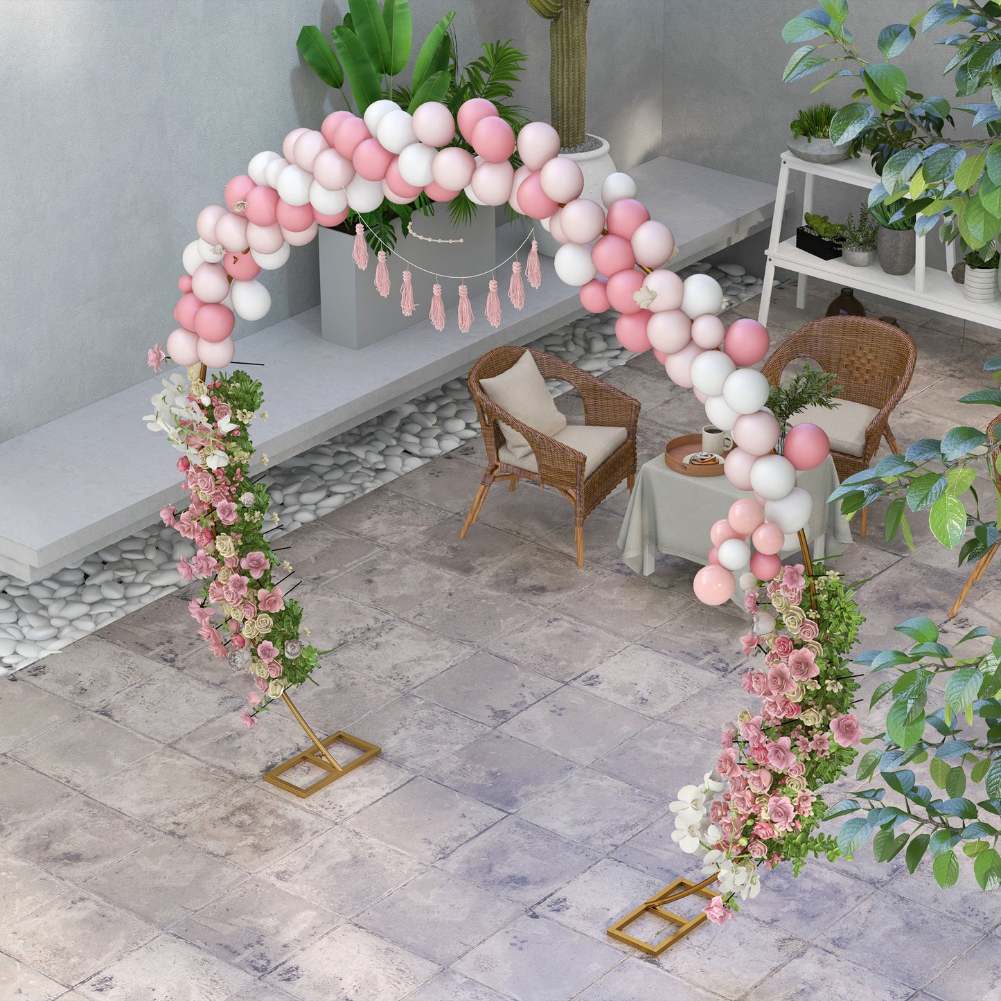280cm Gold Backdrop Stand, Round Metal Wedding Arch for Birthday Party, Bridal Shower, Graduation, Ceremony