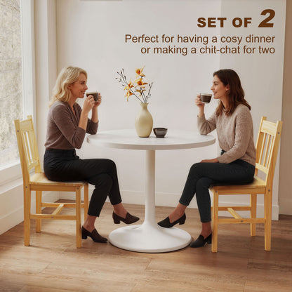 Dining Chairs Set of 2, Kitchen Chair with Slat Back, Pine Wood Structure for Living Room and Dining Room, Natural