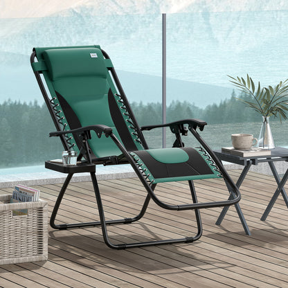 Zero Gravity Lounger Chair, Folding Reclining Patio Chair with Padded Seat, Cup Holder