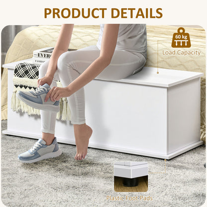 113L Storage Chest, Storage Box with Flip-Top Lid and 2 Safety Hinges, Storage Trunk for Living Room, Entryway