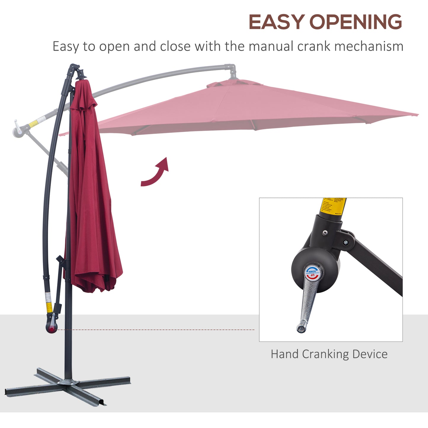 3m Water Resistant Terylene Hanging Parasol Wine Red