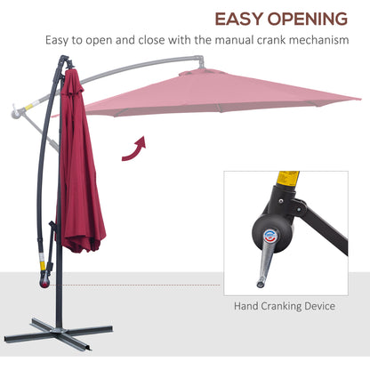 3m Water Resistant Terylene Hanging Parasol Wine Red