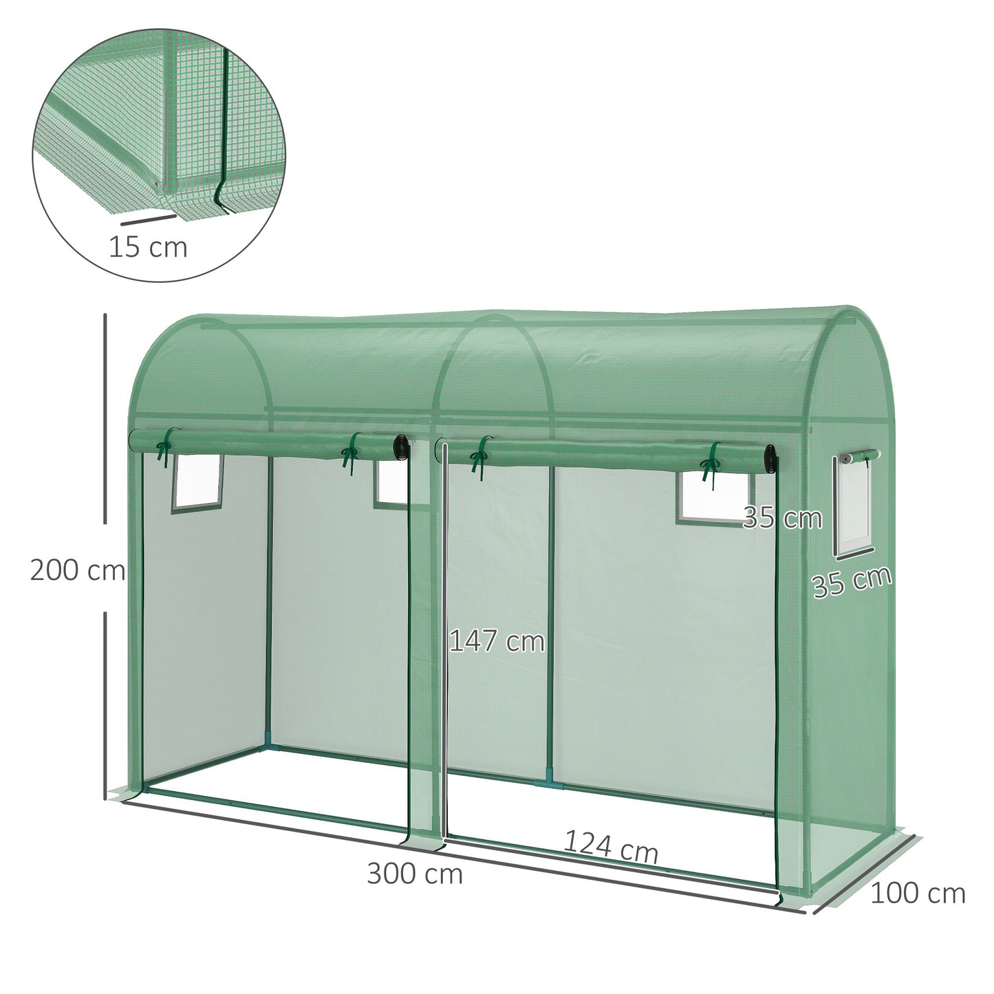 Walk-in Greenhouse, Tomato Greenhouse with Double Doors & 4 Windows, Garden Plant Growth Green House with PE Cover