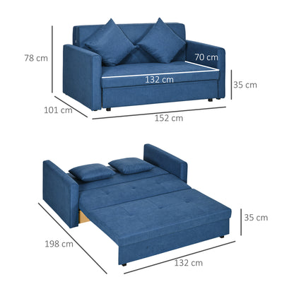 2 Seater Sofa Bed with Hidden Storage, Pull Out Convertible Bed Settee