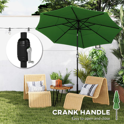 Garden Parasol, Parasol Umbrella with 3-tier Roof, Crank Handle, Tilt Function, Polyester Canopy, Green