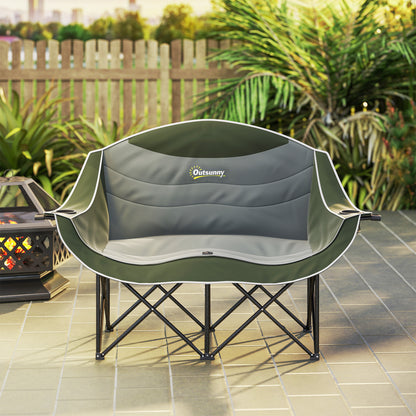 Double Camping Chair for Adults with Armrests, Heavy Duty Oversized Padded Folding Chair with Carry Bag