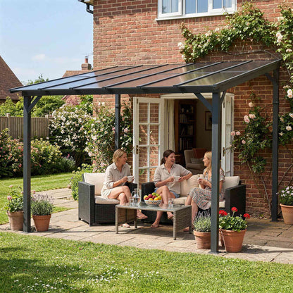 3 x 3 m Lean to Pergola with UPF 50+ Waterproof Polycarbonate Roof