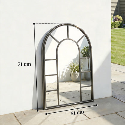Arched Mirror, Shatterproof Acrylic Windowpane Wall Mounted Mirror with Robust Metal Frame, 71 x 51 cm, Black