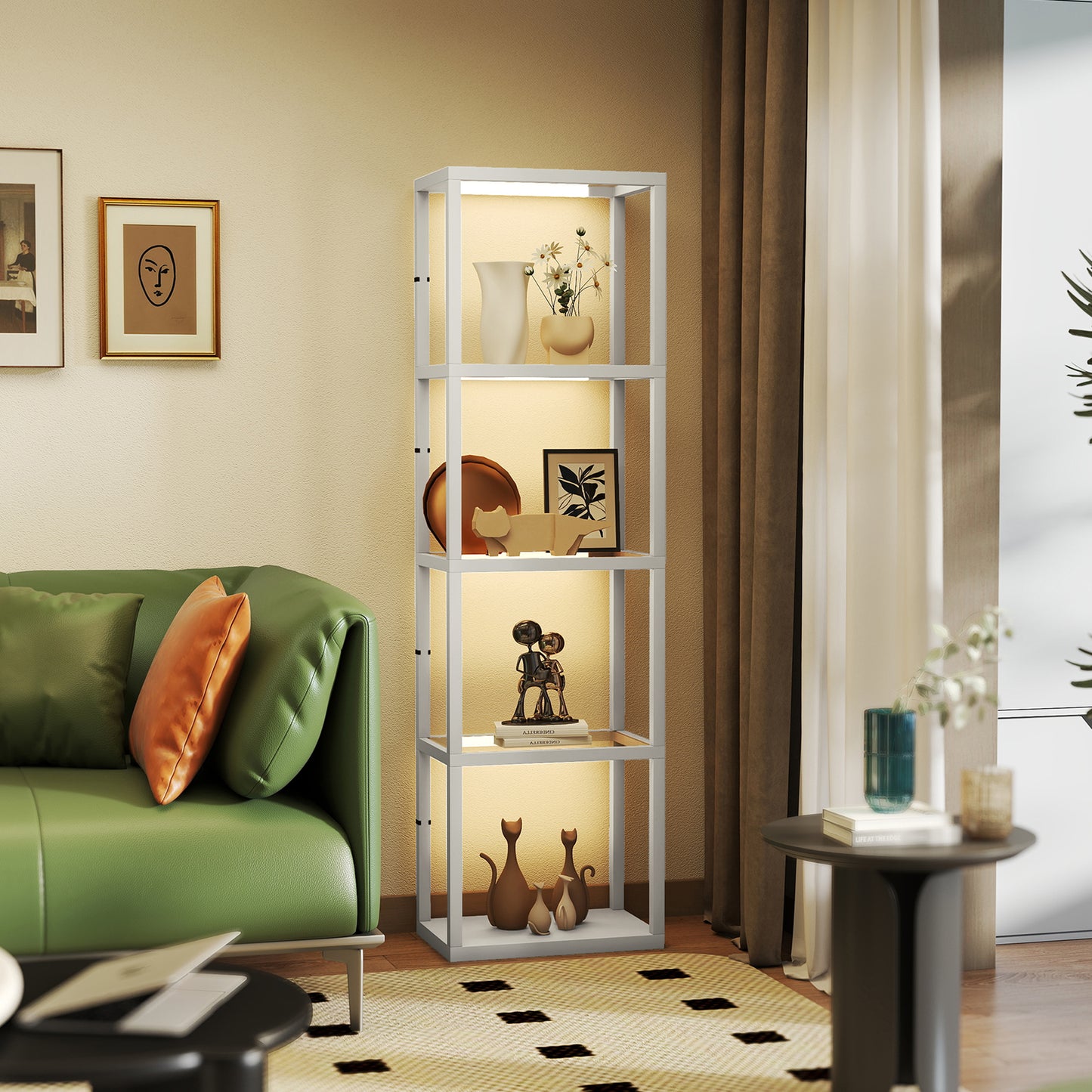 Four-Shelf Floor Lamp - Grey