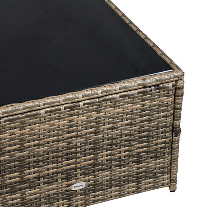 8 Pieces Outdoor PE Rattan Sofa Set with Cushions and Glass Top Coffee Table, Mixed Brown