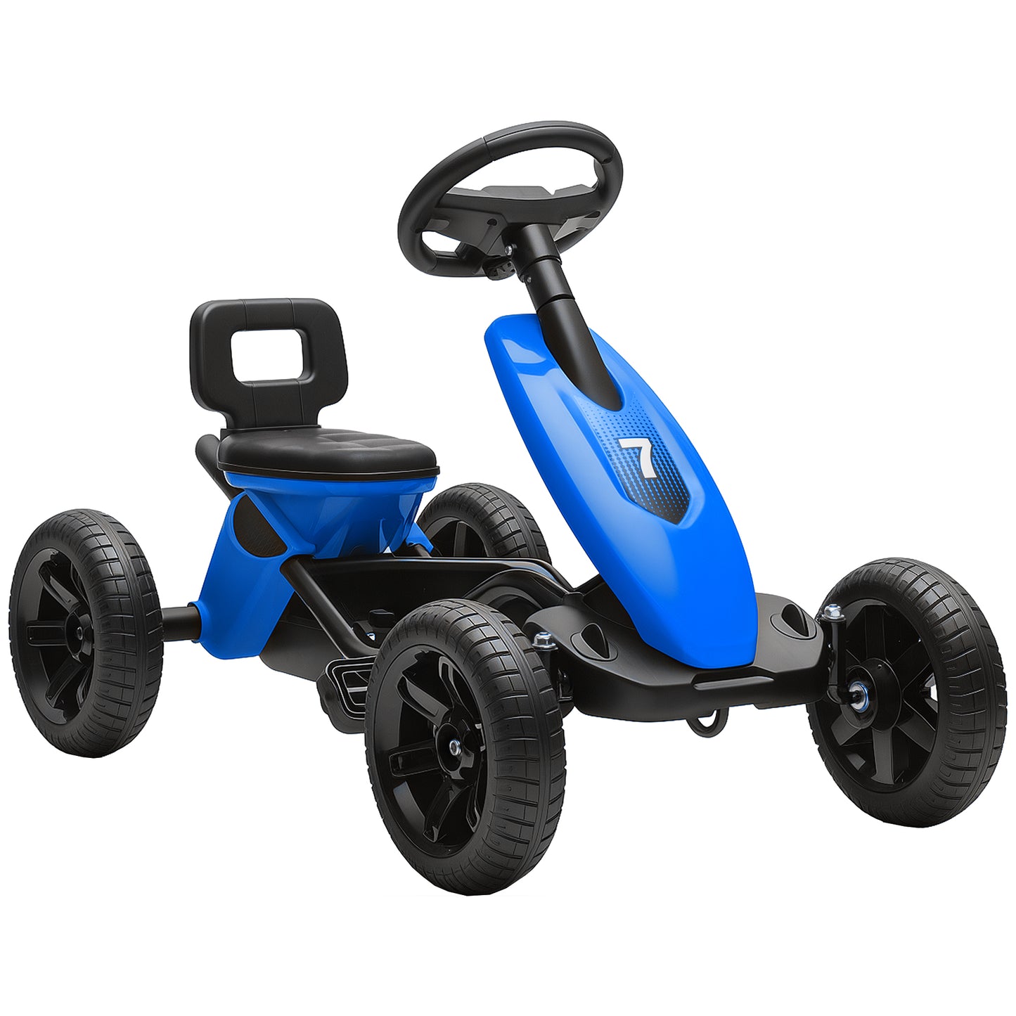 Pedal Go Kart for Kids 2-5 Years, with Silent EVA Wheels, Metal Frame, Blue