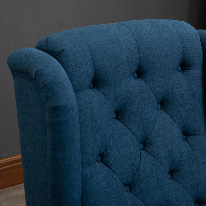 Retro Wingback Tufted Button Accent Armchair with Soft Cushioned Back & Seat - Navy