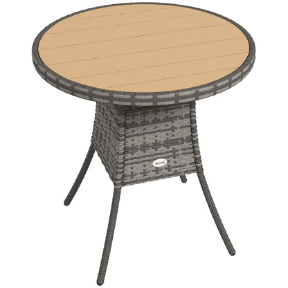 70 cm Wood-Effect Rattan Garden Table - Natural Wood Finish