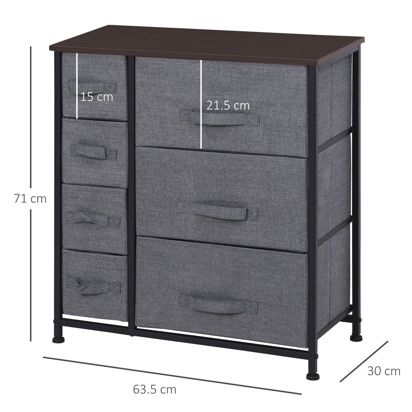 Chest of Drawers with 7 Drawers, Fabric Drawers with Large Storage Space, Drawers Dresser with Metal Frame