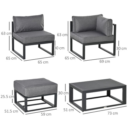 6 Piece Outdoor Couch, Sectional Sofa Set with Aluminum Patio Conversation Furniture, Grey