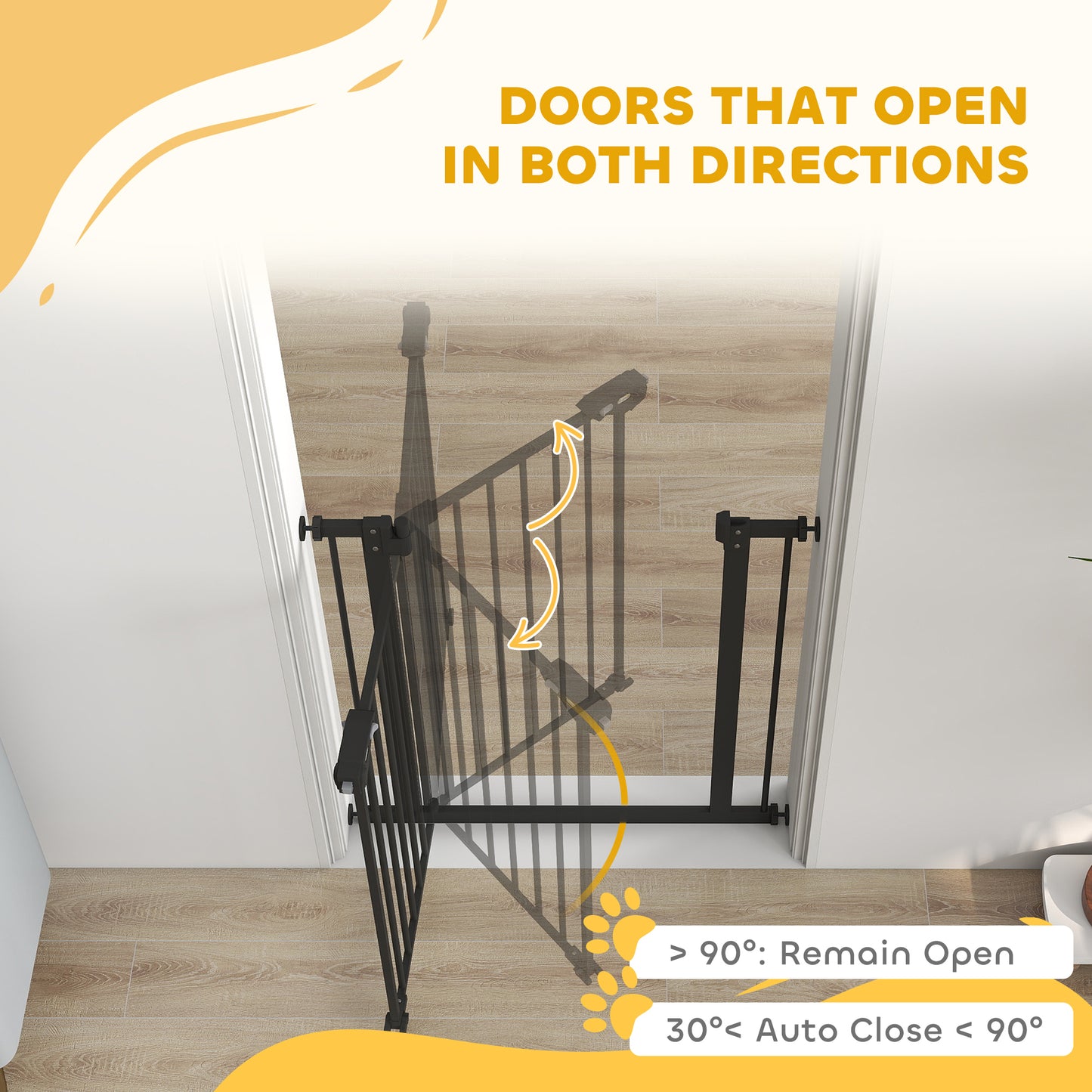 Adjustable Safety Gate w/ One Extensions, Four Adjustable Screws, Black