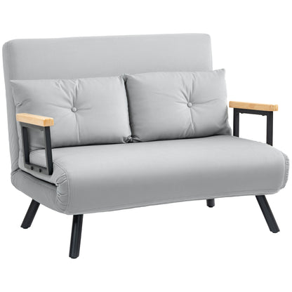 4-in-1 Velvet-Feel Double Sofa Bed, with Pillows - Light Grey
