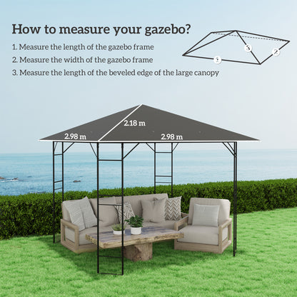 3 x 3(m) Gazebo Canopy Replacement Cover, Garden Gazebo Roof Replacement with Drain Holes, Water Resistant PVC Coating