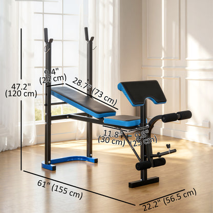 Adjustable Weight Bench with Leg Developer Barbell Rack for Lifting and Strength Training Multifunctional Workout Station for