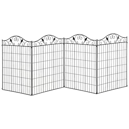 Garden Decorative Fence 4 Panels 44in x 12ft Metal Wire Landscape Border Edging