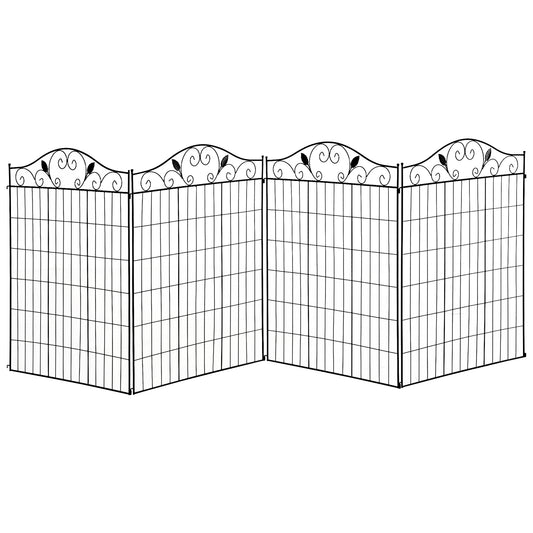 Garden Decorative Fence 4 Panels 44in x 12ft Metal Wire Landscape Border Edging