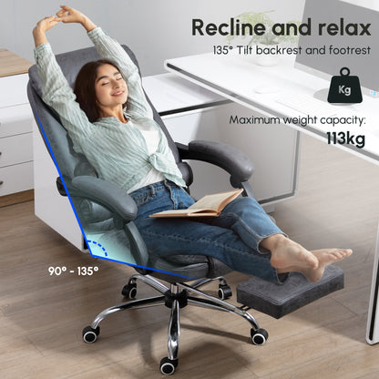 Heated 6 Points Vibration Massage Executive Office Chair Adjustable Swivel Ergonomic High Back Desk Chair Recliner with Footr