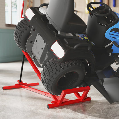 400 kg Foldable Ride-On Mower Jack Lift, Adjustable Steel Lifting Device, for Lawn Mower, ATV, Red