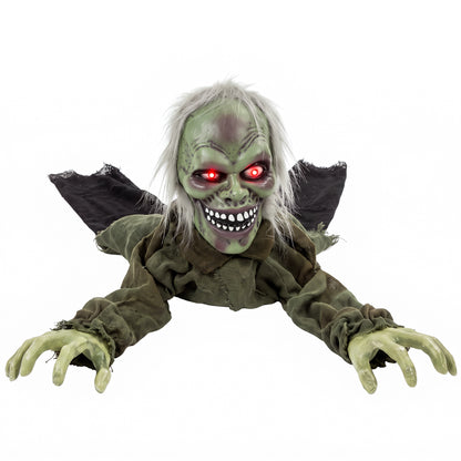 Halloween Decoration Halloween Animatronic Crawling Zombie with Light-Up Eyes and Creepy Sound