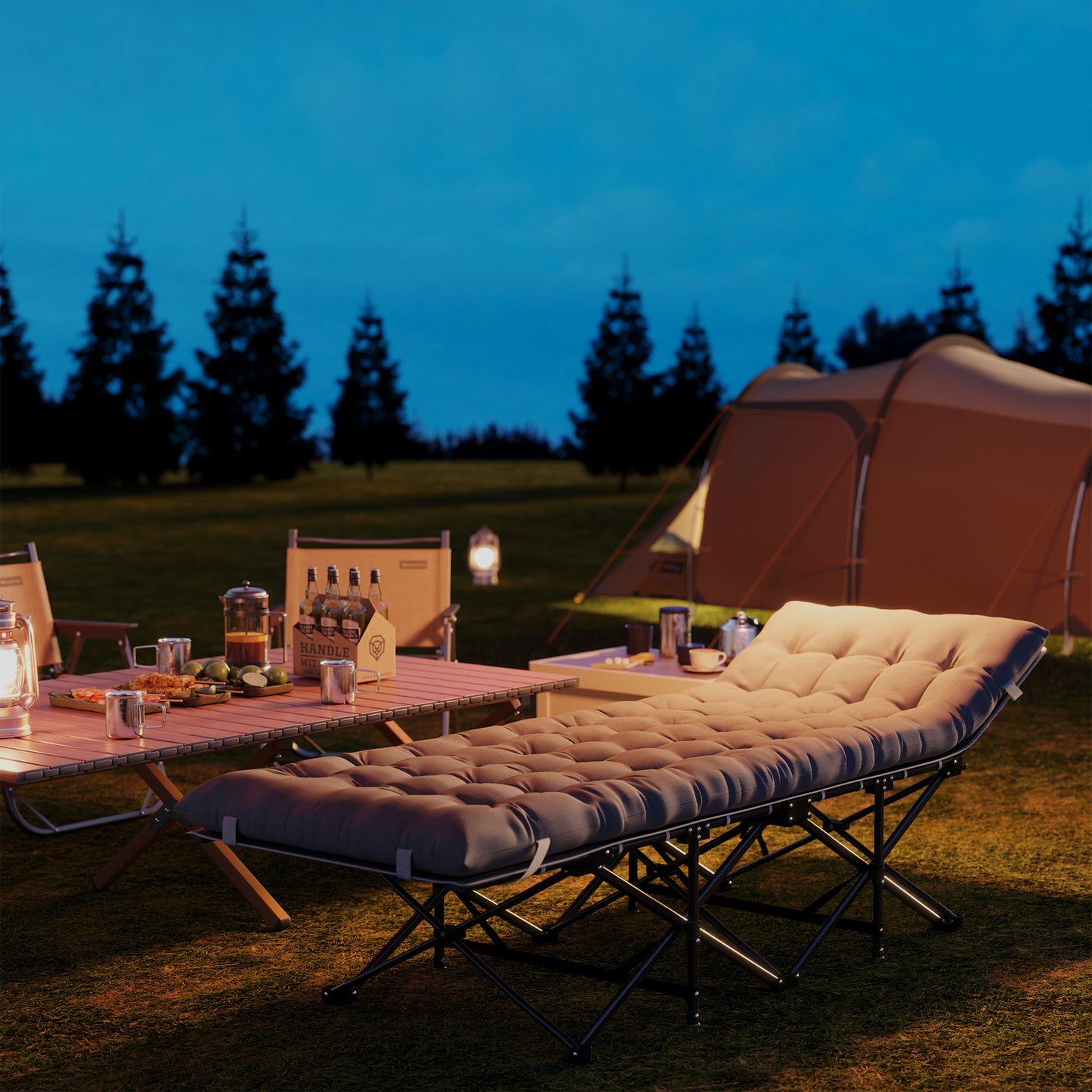68cm Wide Folding Bed, Camping Cot for Adults with Mattress, Carry Bag, Storage Pocket, Max Load 150kg, Light Grey