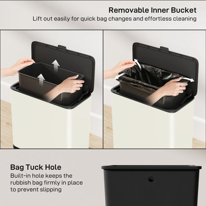 8L Hanging Kitchen Bin, Rubbish bin with Lid and Removable Inner Bucket for Kitchen Cabinet Door, Under Sink, Office