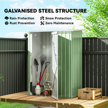 5ft x 3ft Garden Storage Shed, Galvanised Outdoor Metal Shed Waterproof with Sloped Roof, Lockable Door for Patio Tools
