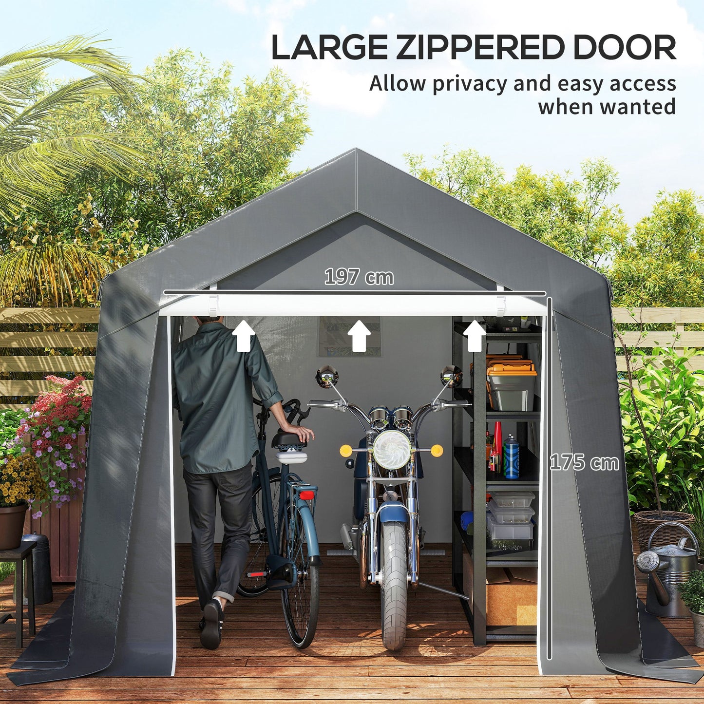 3.6 x 2.1m Portable Outdoor Shed, with Window - Dark Grey