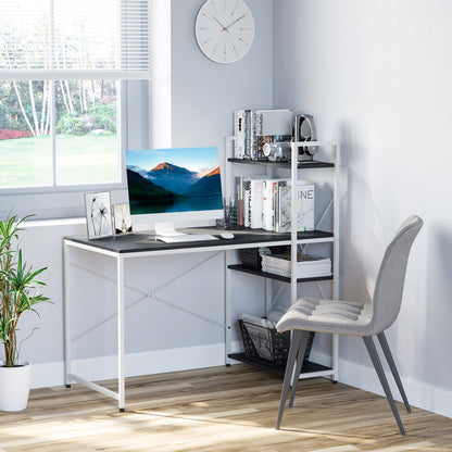 Computer Desk with Storage Shelves on Left or Right, Industrial Reversible Writing Desk for Home Office, Study